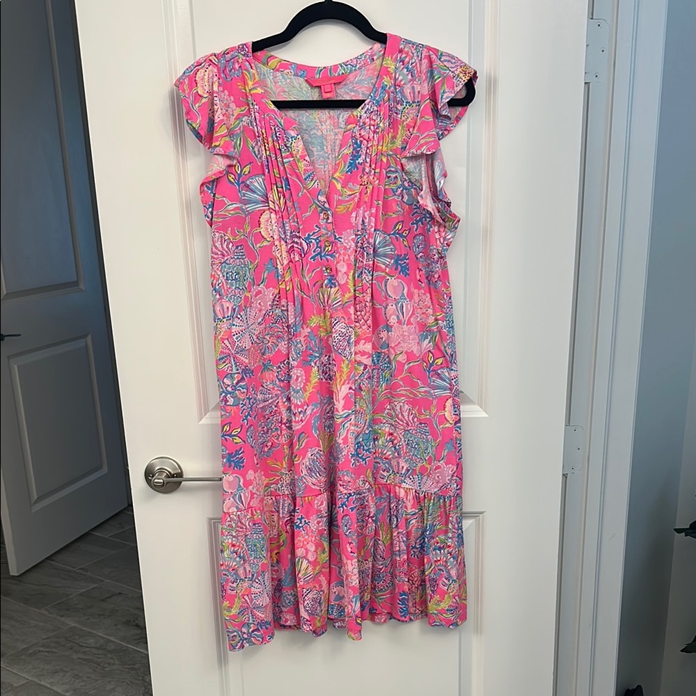 Lilly Pulitzer Floral Pink Ruffle Dress